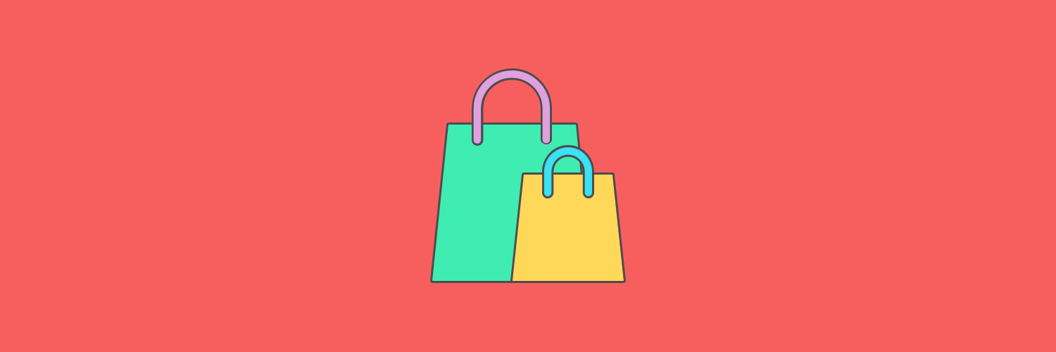 banner with two shopping bags centred on a red background