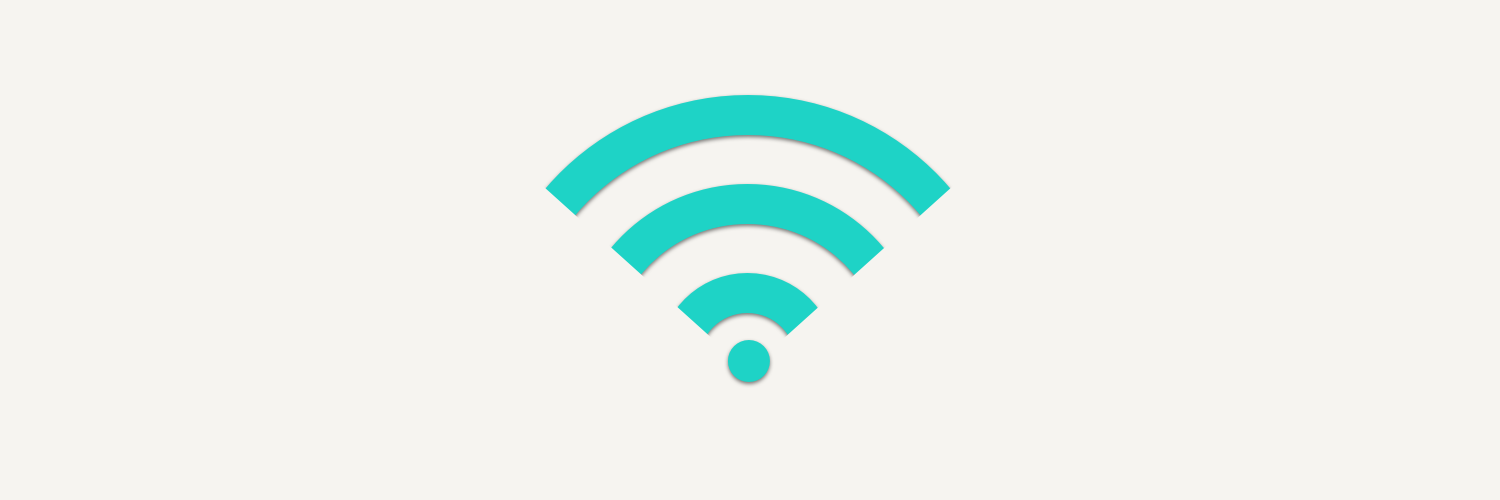banner with a light sea green wifi icon centred on a off white background